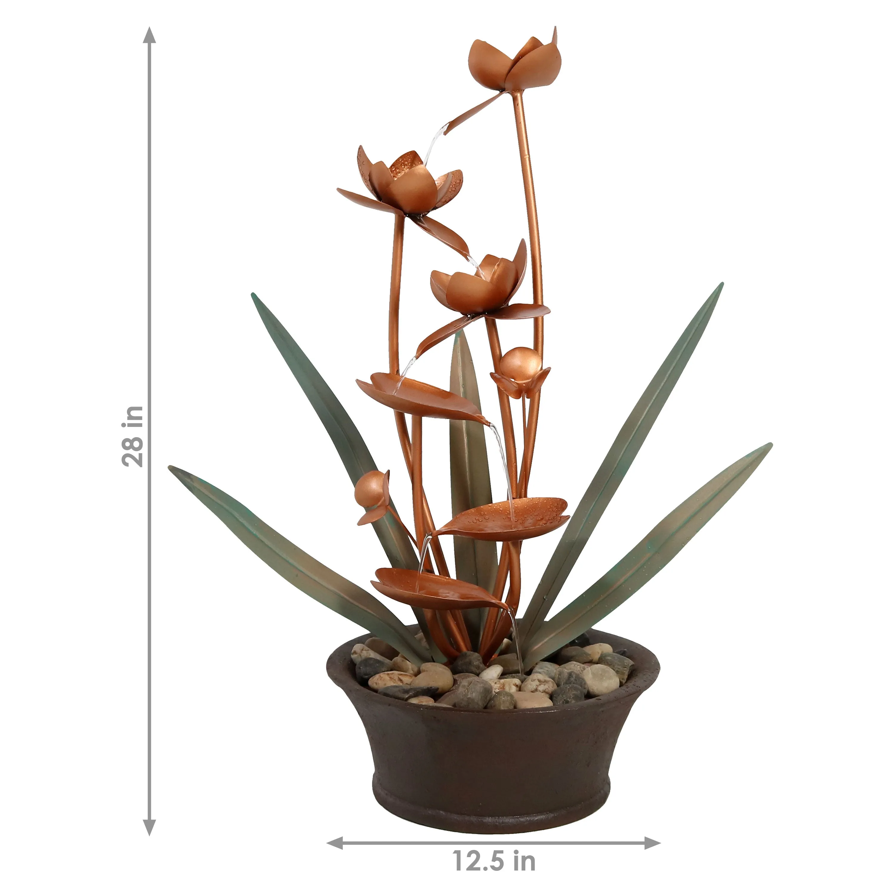 Sunnydaze Blossoms Copper Flower Fountain - 28"