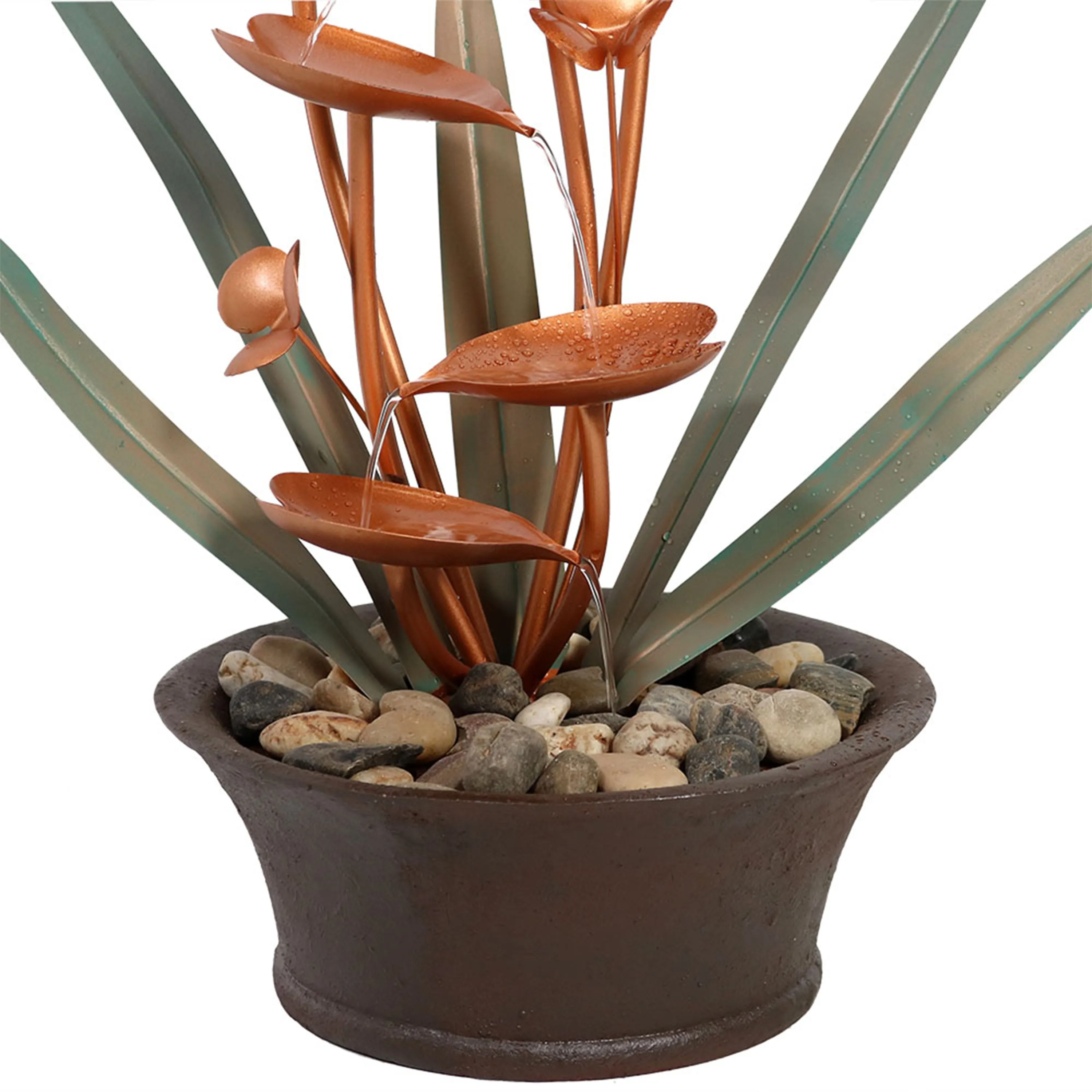 Sunnydaze Blossoms Copper Flower Fountain - 28"