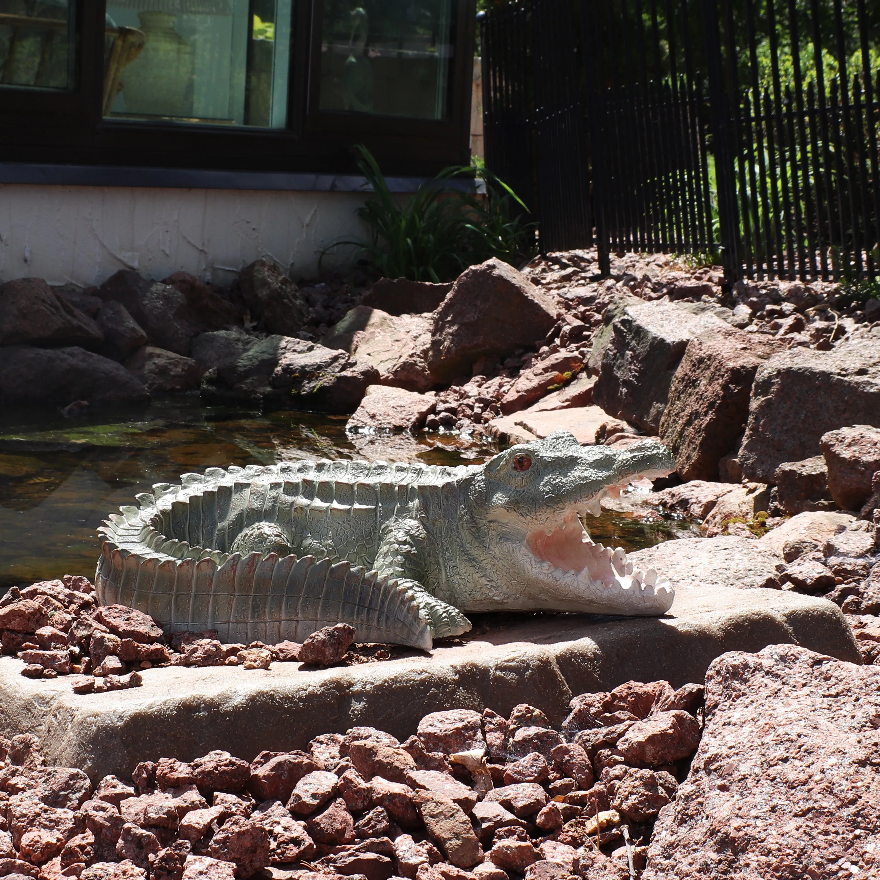 Sunnydaze Chloe the Crabby Crocodile Indoor/Outdoor Garden Statue - 18"