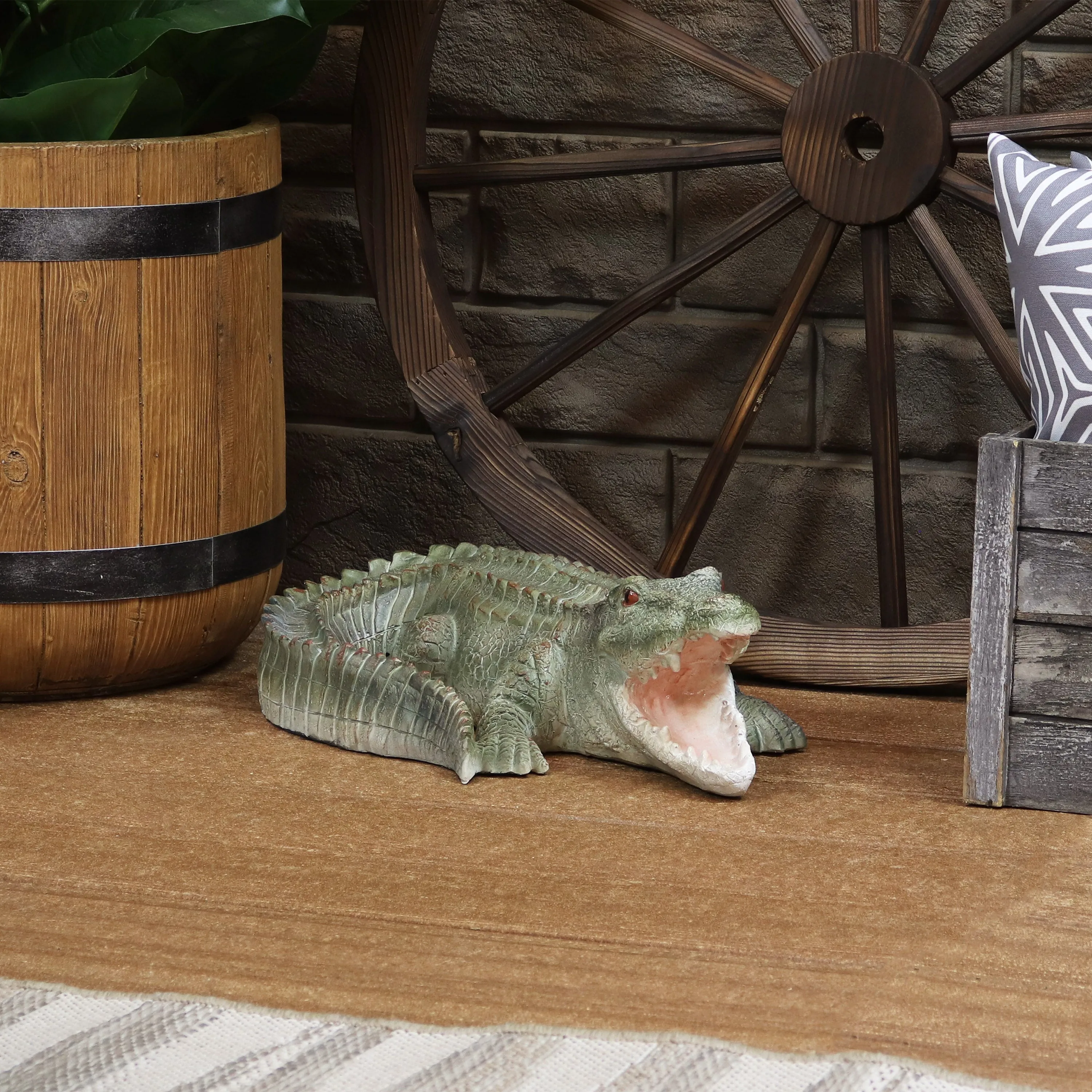 Sunnydaze Chloe the Crabby Crocodile Indoor/Outdoor Garden Statue - 18"