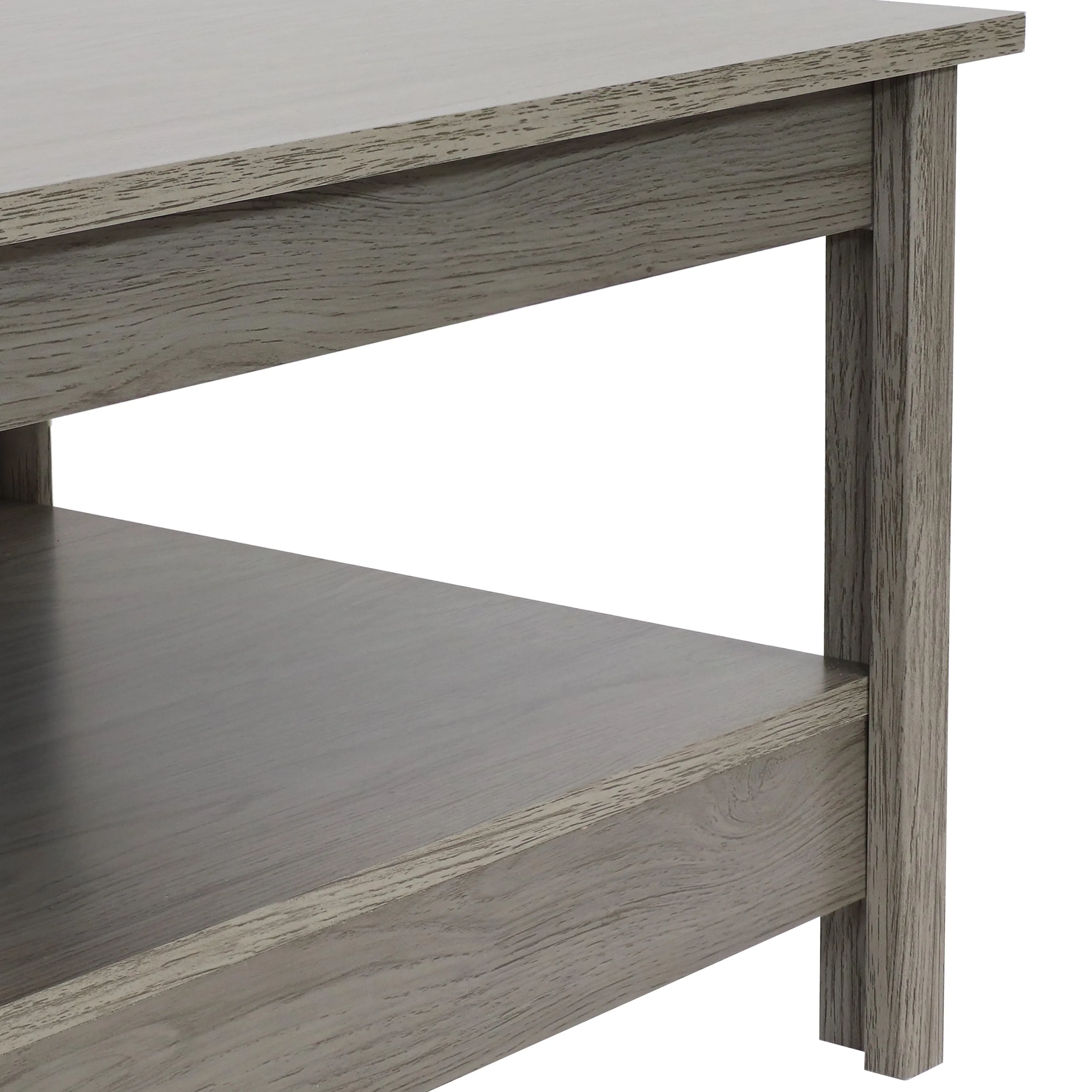 Sunnydaze Classic Coffee Table with Lower Shelf - Thunder Gray - 16" H