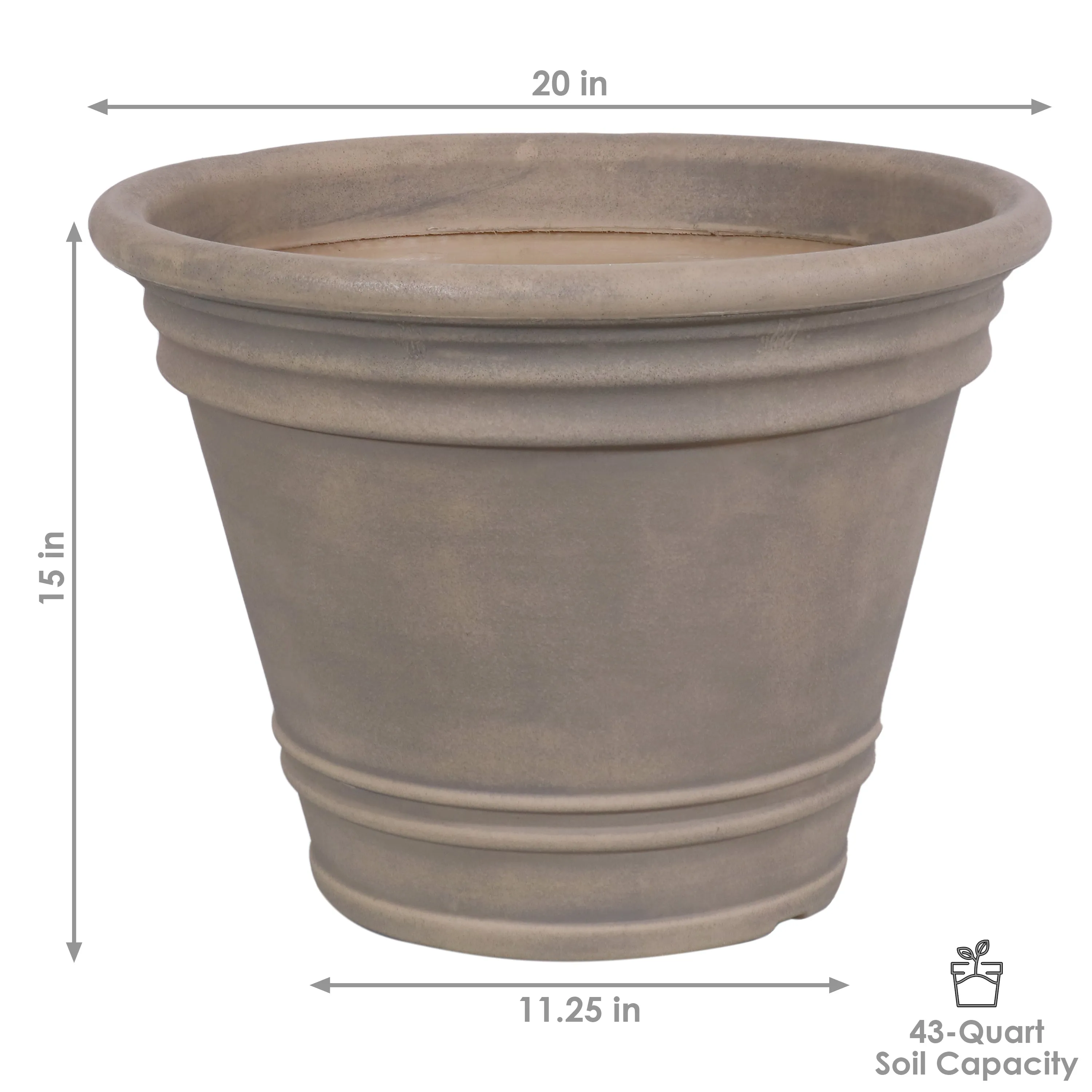 Sunnydaze Franklin Polyresin Outdoor Flower Pot Planter