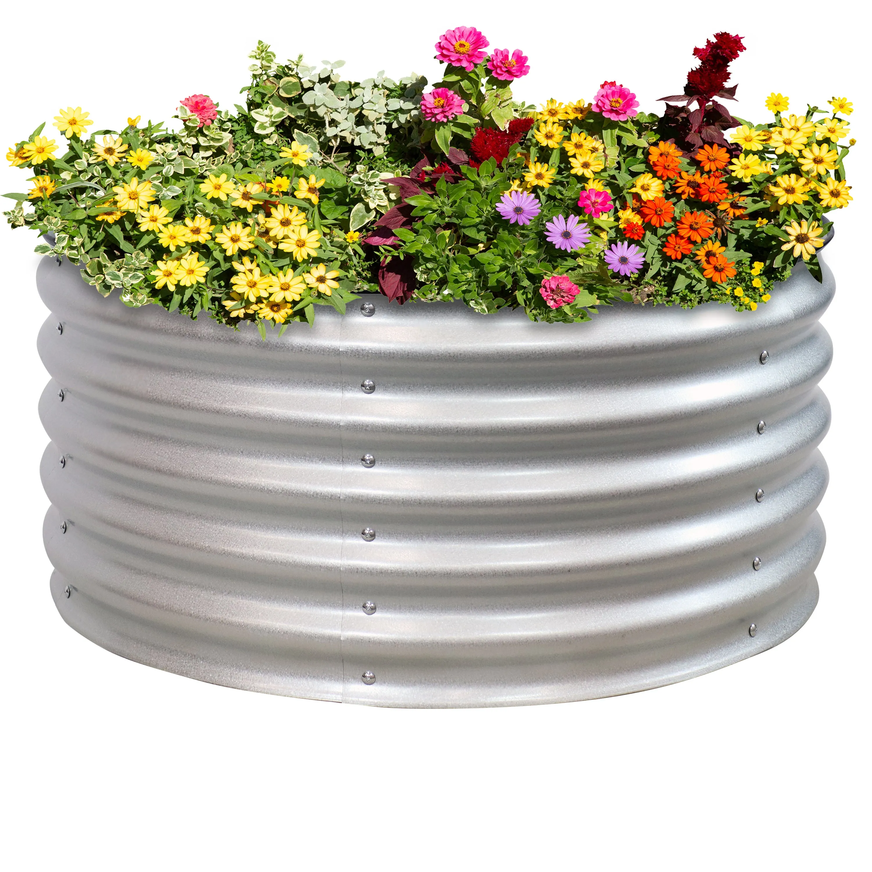 Sunnydaze Galvalume Steel Round Raised Garden Bed - 17.25" H