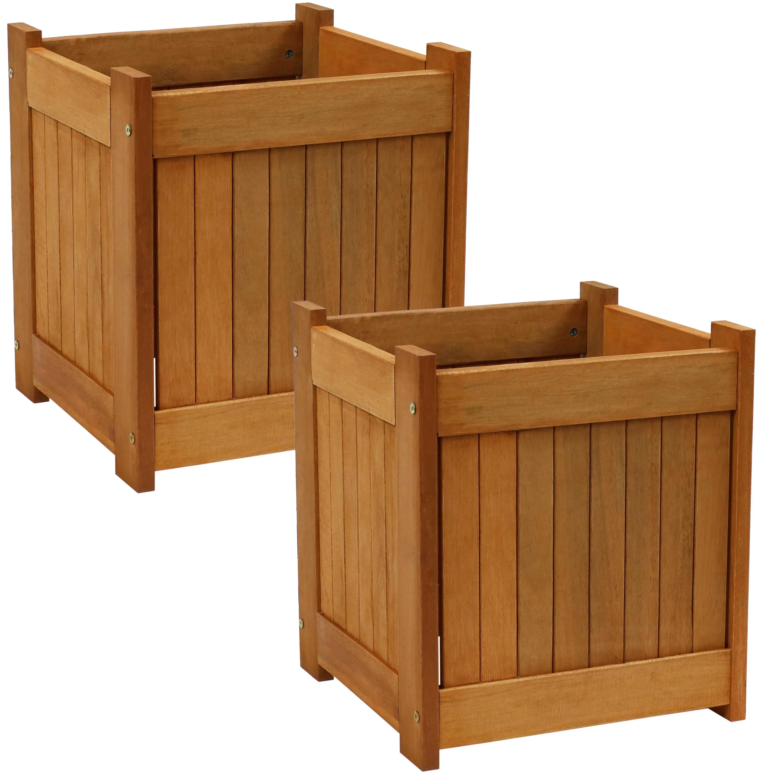 Sunnydaze Meranti Outdoor Square Wooden Planter Box - 16"