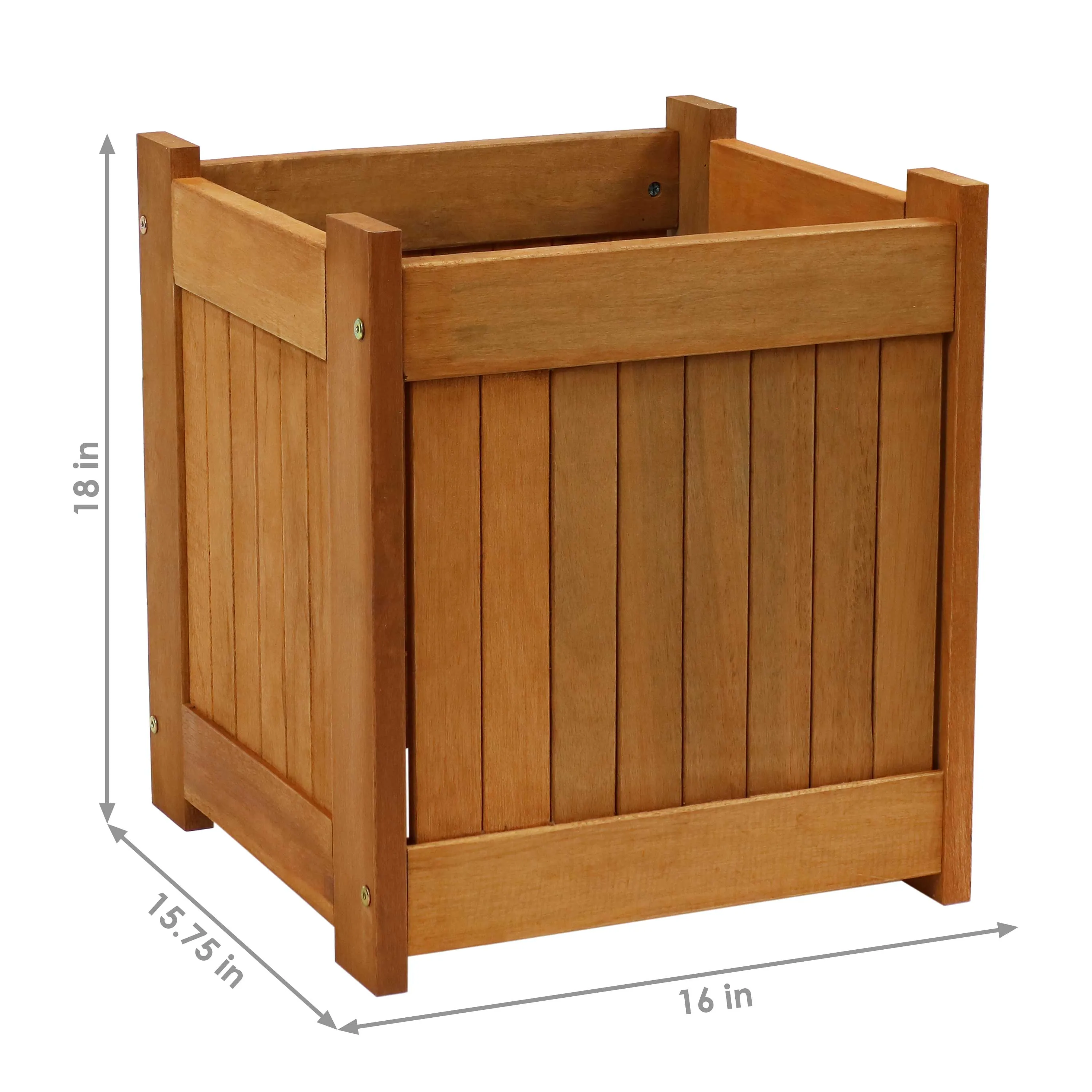 Sunnydaze Meranti Outdoor Square Wooden Planter Box - 16"