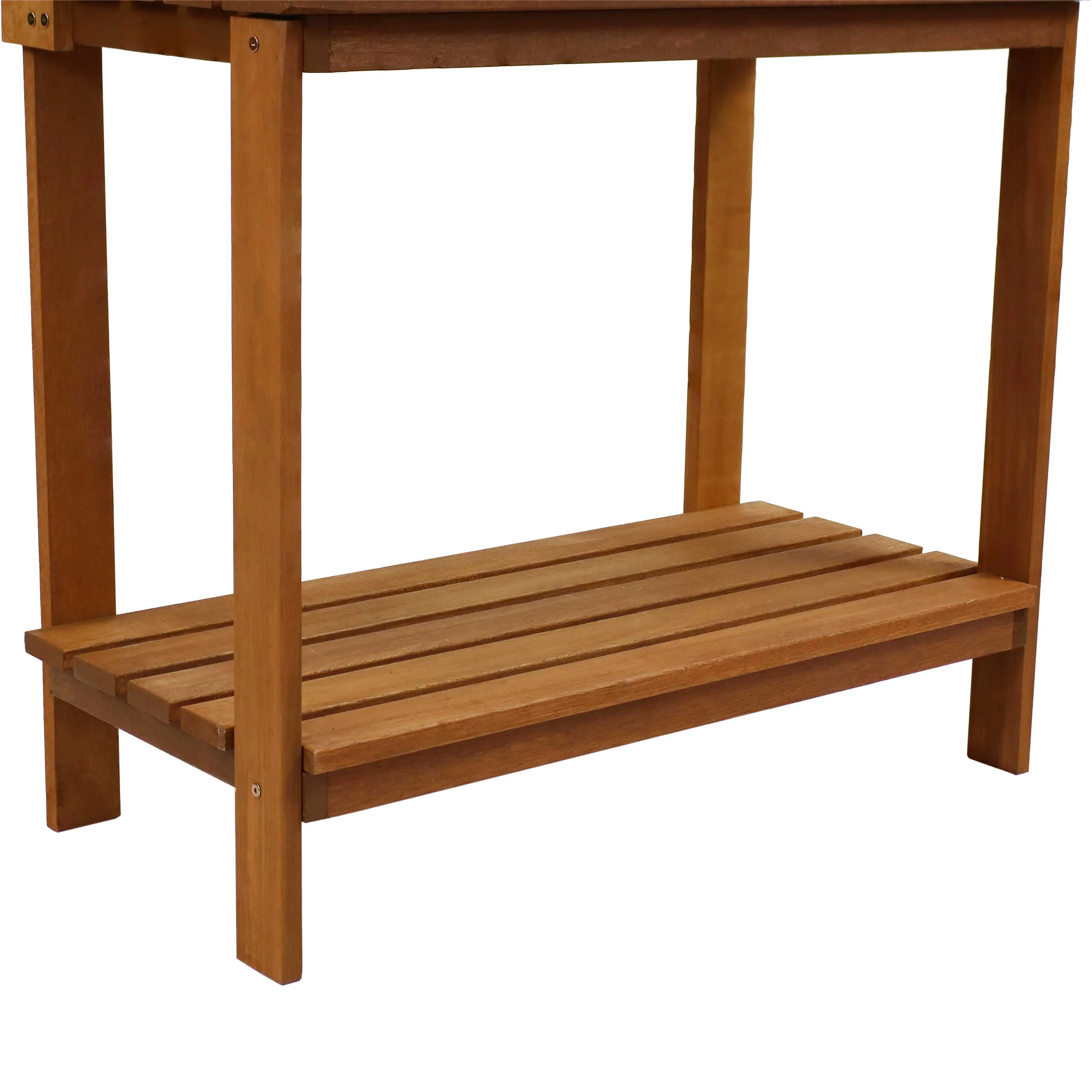 Sunnydaze Meranti Wood Outdoor Potting Bench with Teak Oil Finish - 42"