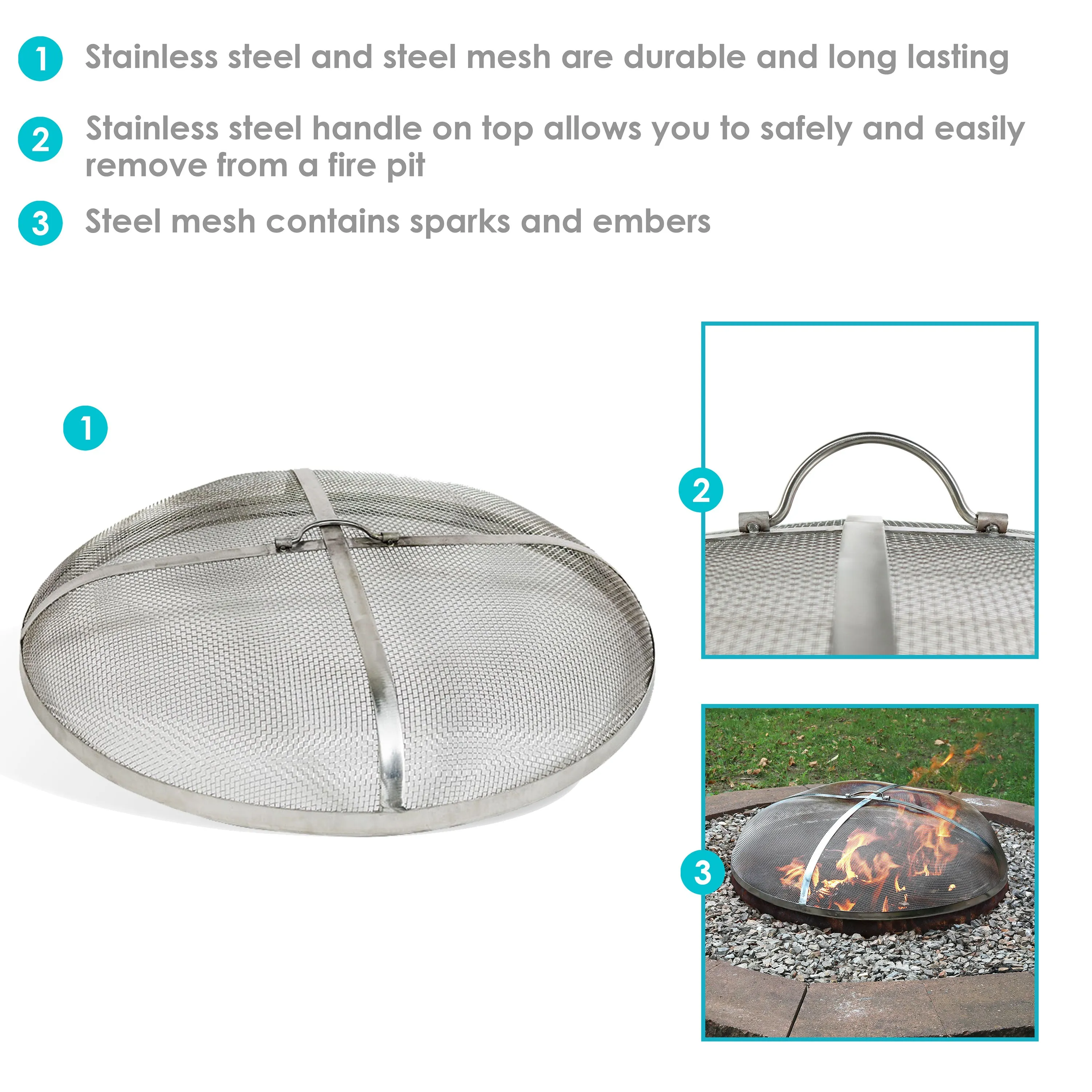 Sunnydaze Stainless Steel Heavy-Duty Fire Pit Spark Screen