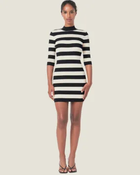 The Kay: Mock Neck Striped Knit Mini Dress