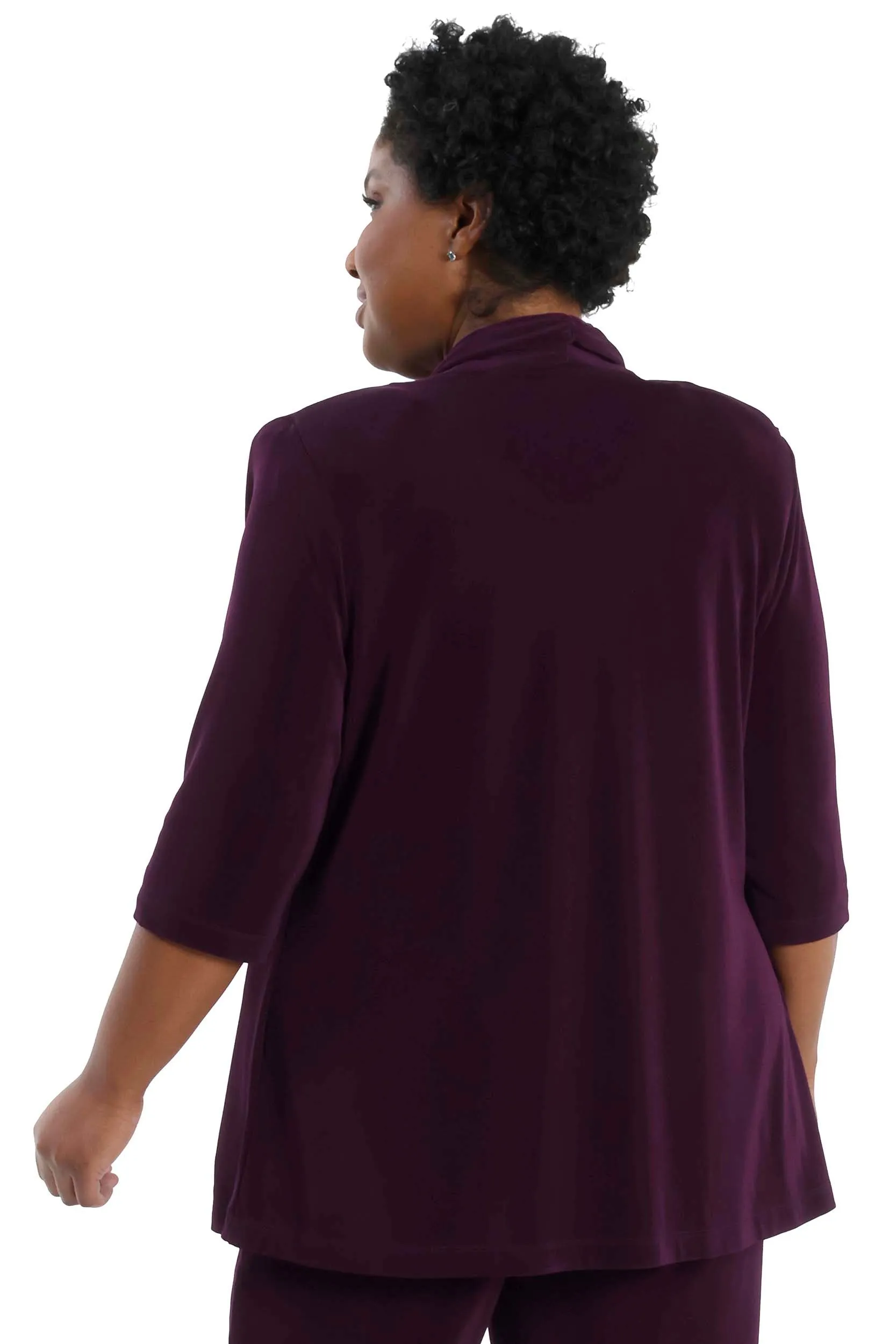 Vikki Vi Classic Boysenberry 3/4 Sleeve Kimono Jacket