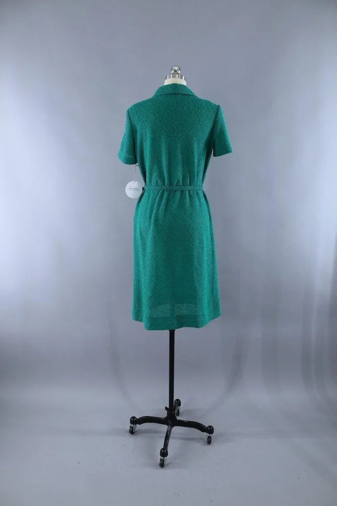 Vintage Emerald Green Knit Sweater Dress