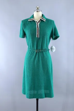 Vintage Emerald Green Knit Sweater Dress