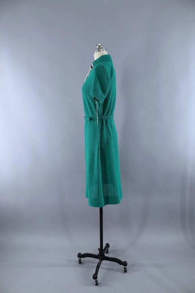 Vintage Emerald Green Knit Sweater Dress