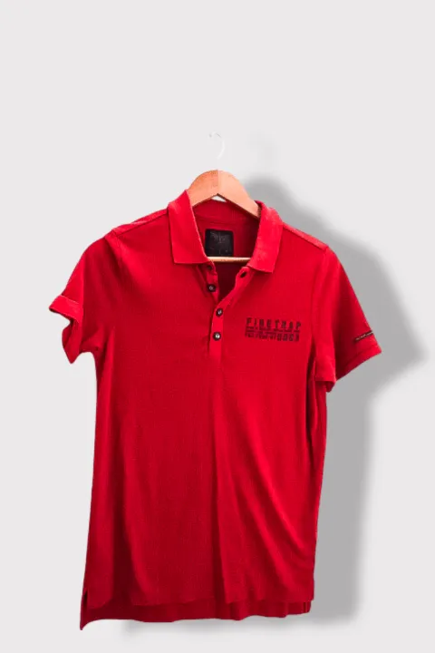 Vintage Firetrap plain red regular fit mens short sleeve polo shirt