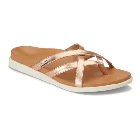 Vionic Women's Palm Daisy Metallic Toe-Post Sandal - Rose Gold