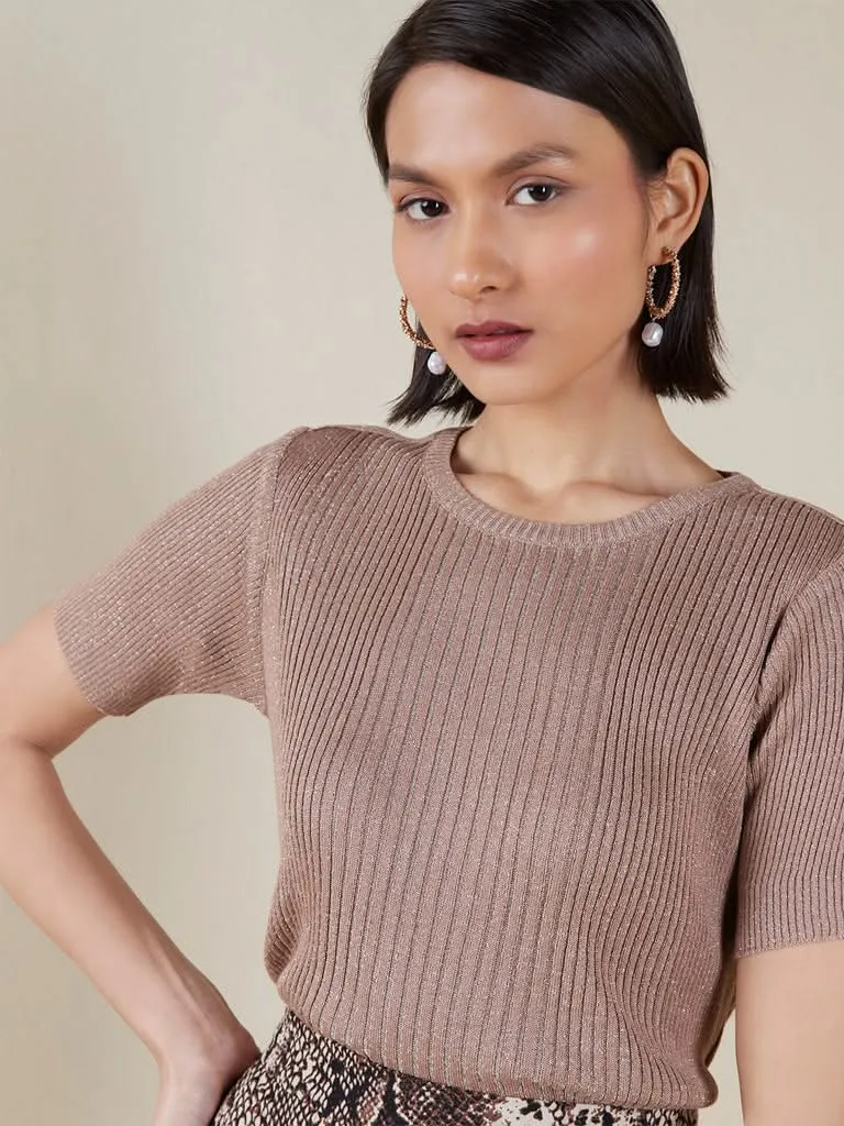 Wardrobe Dark Beige Knitted Top