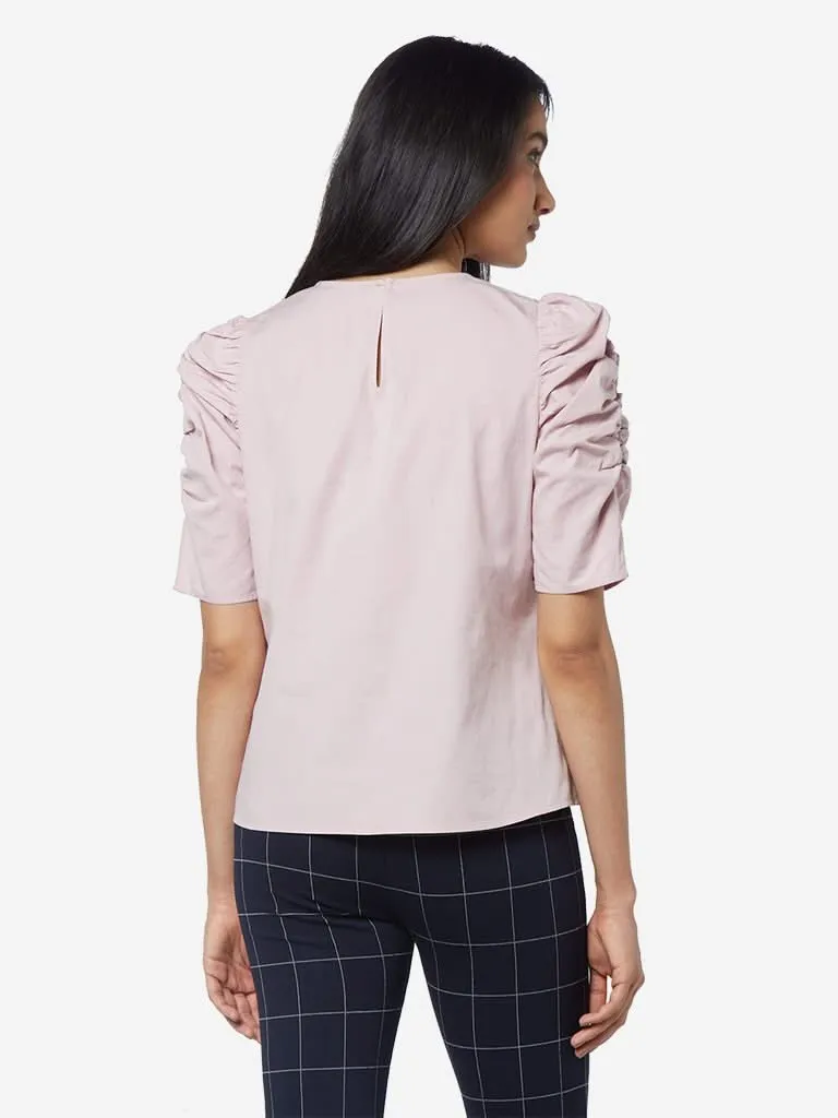 Wardrobe Dusty Pink Ruche Pattern Dane Top