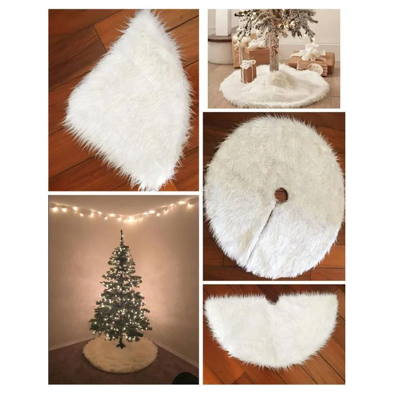 White Faux Fur Christmas Tree Skirt