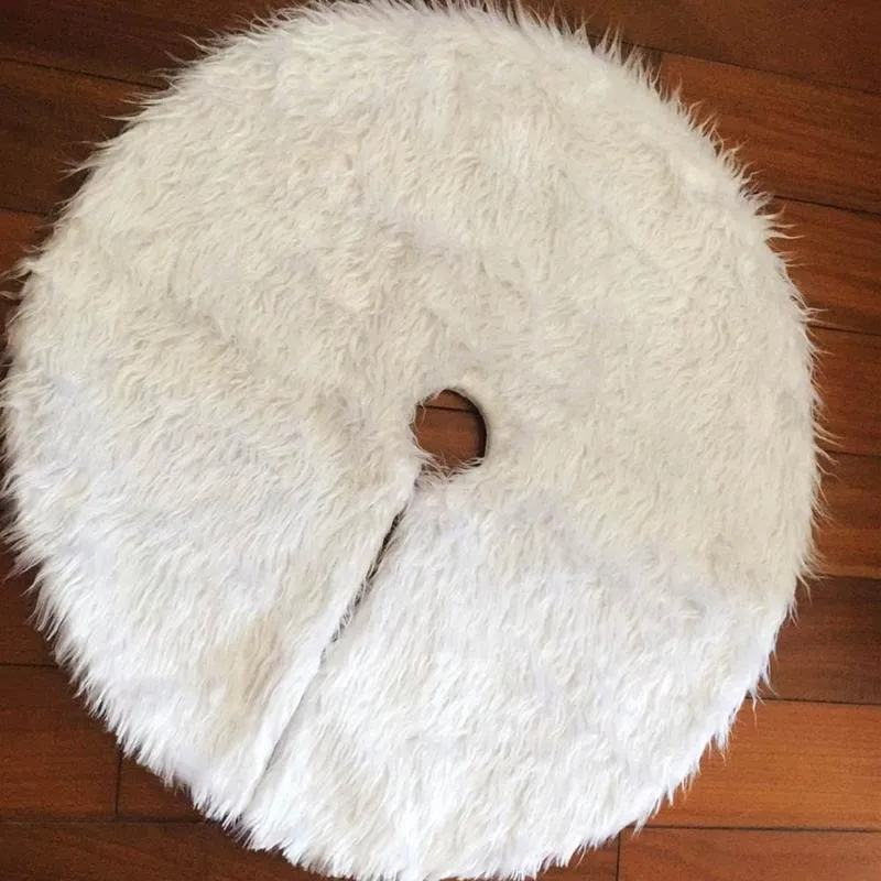 White Faux Fur Christmas Tree Skirt