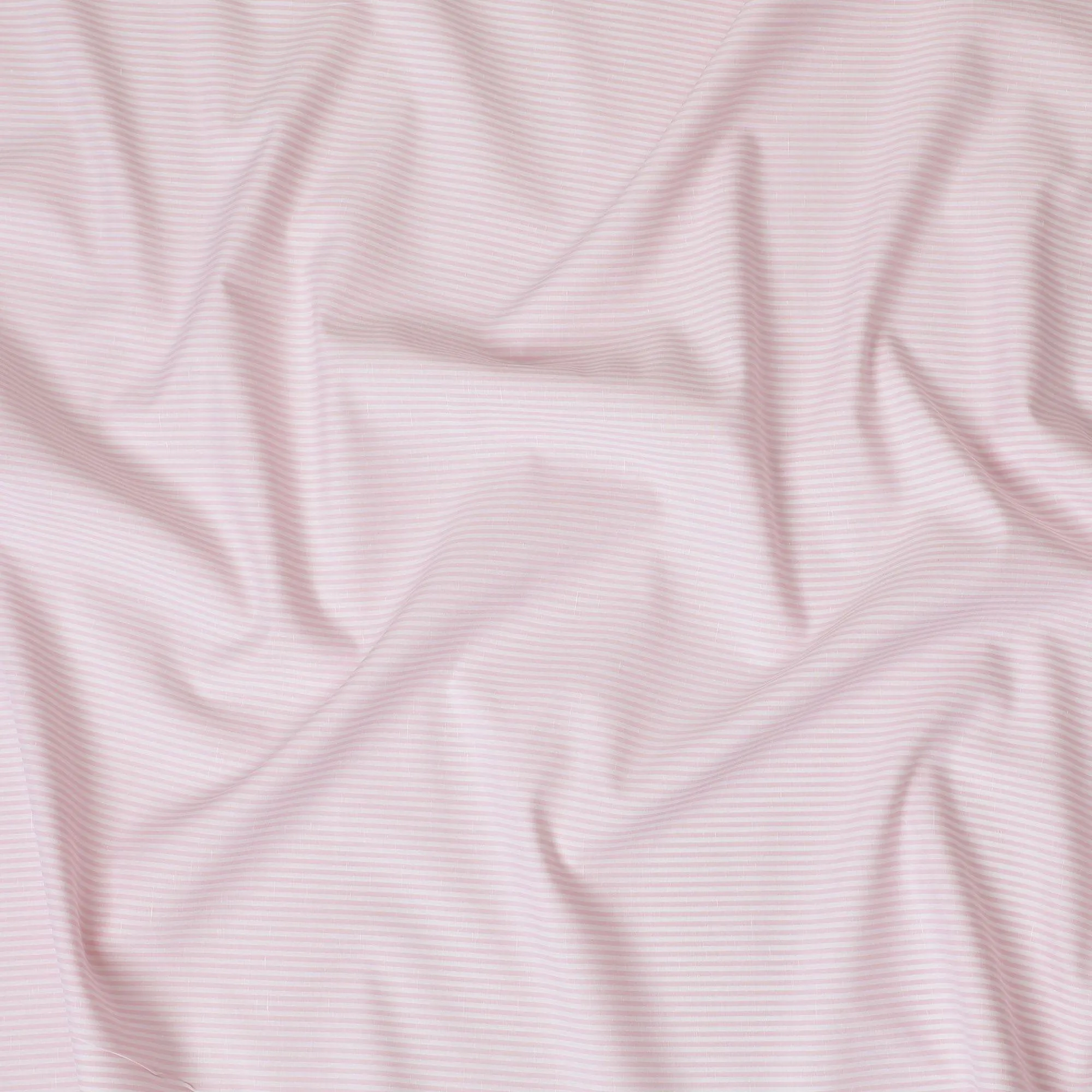 White Premium 100% cotton shirting fabric with baby pink print in stripe design-D13096