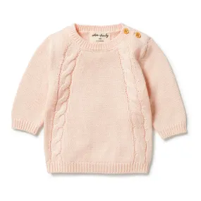 WILSON & FRENCHY KNITTED MINI CABLE JUMPER BLUSH