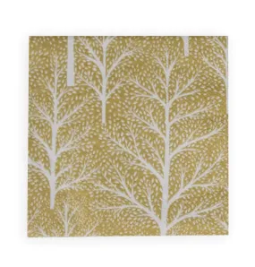 Winter Trees Gold & White Cocktail Napkin