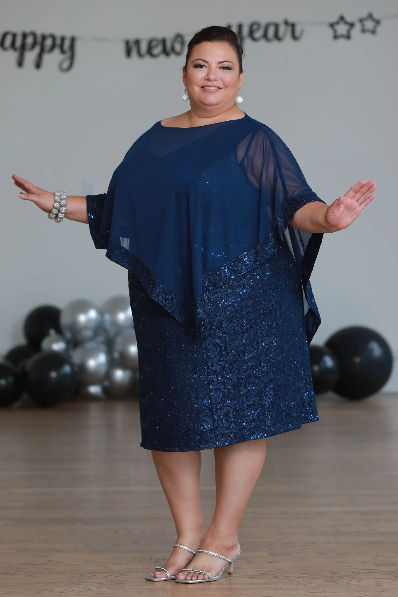 Women Plus Size Unique Asymmetrical Lace Poncho Dress