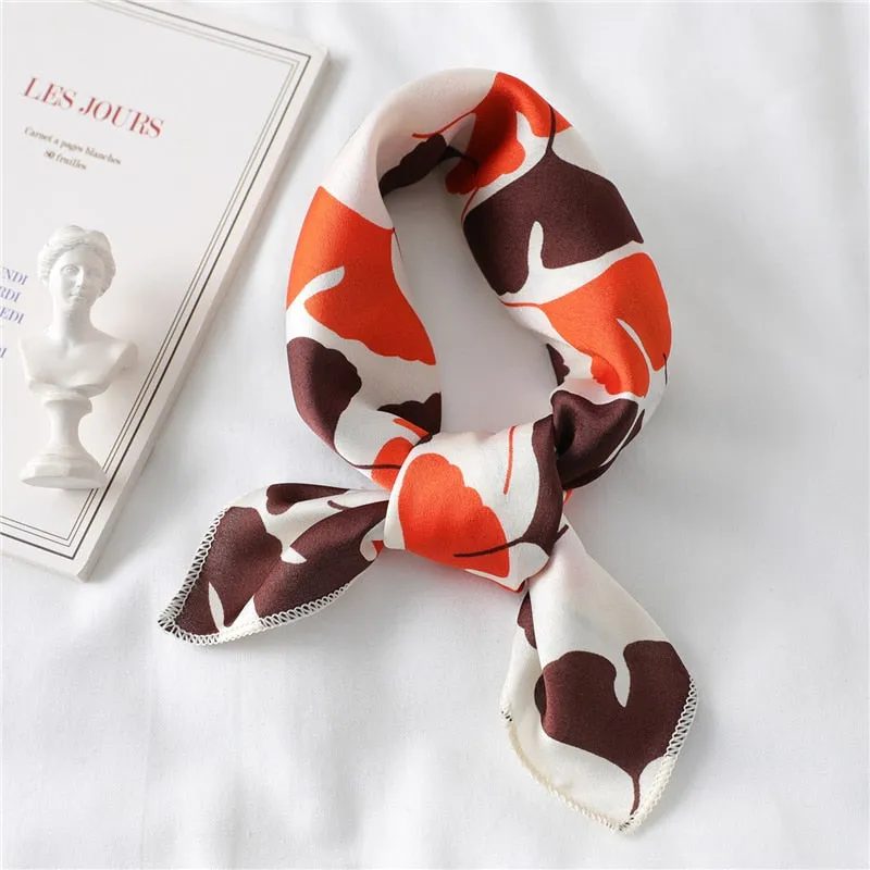 Women Small Satin Silk Scarf