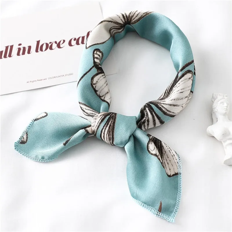 Women Small Satin Silk Scarf