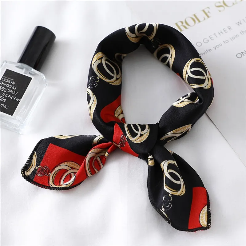 Women Small Satin Silk Scarf