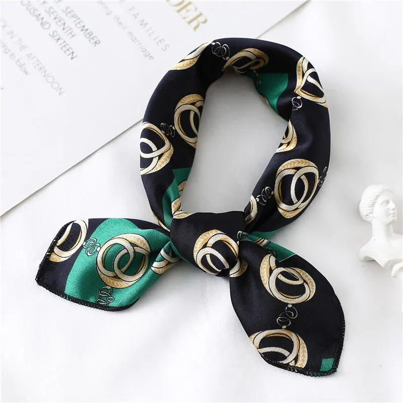 Women Small Satin Silk Scarf