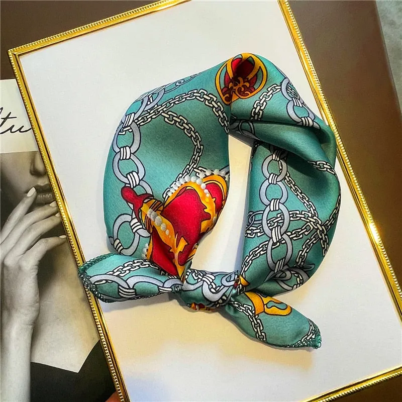 Women Small Satin Silk Scarf