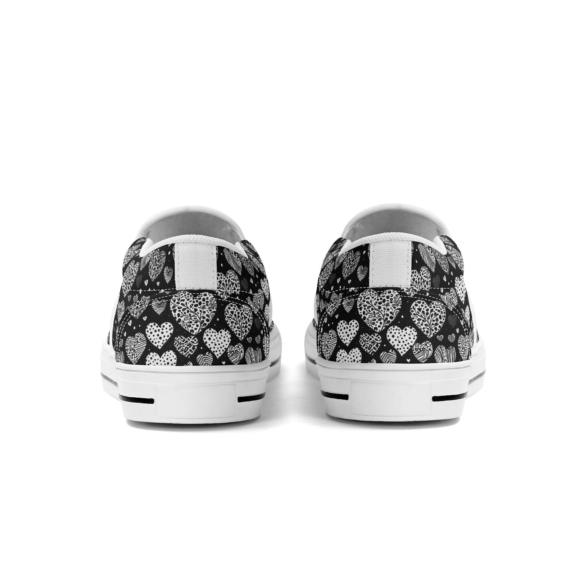 Womens Black and White Hearts Rubber Slip On Shoes