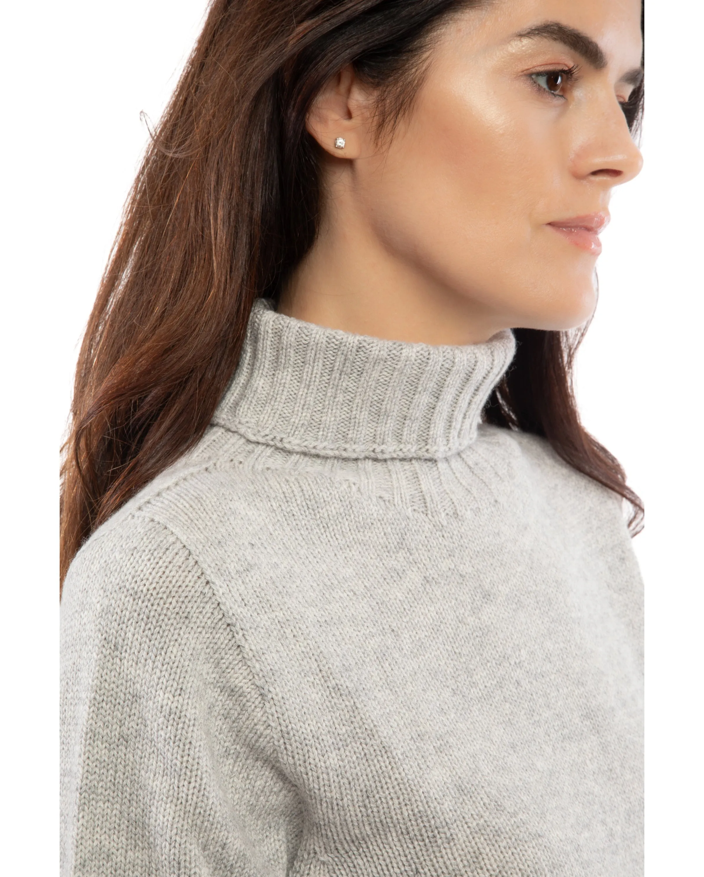 Women's Classic Cashmere Turtleneck Sweater Light Gray