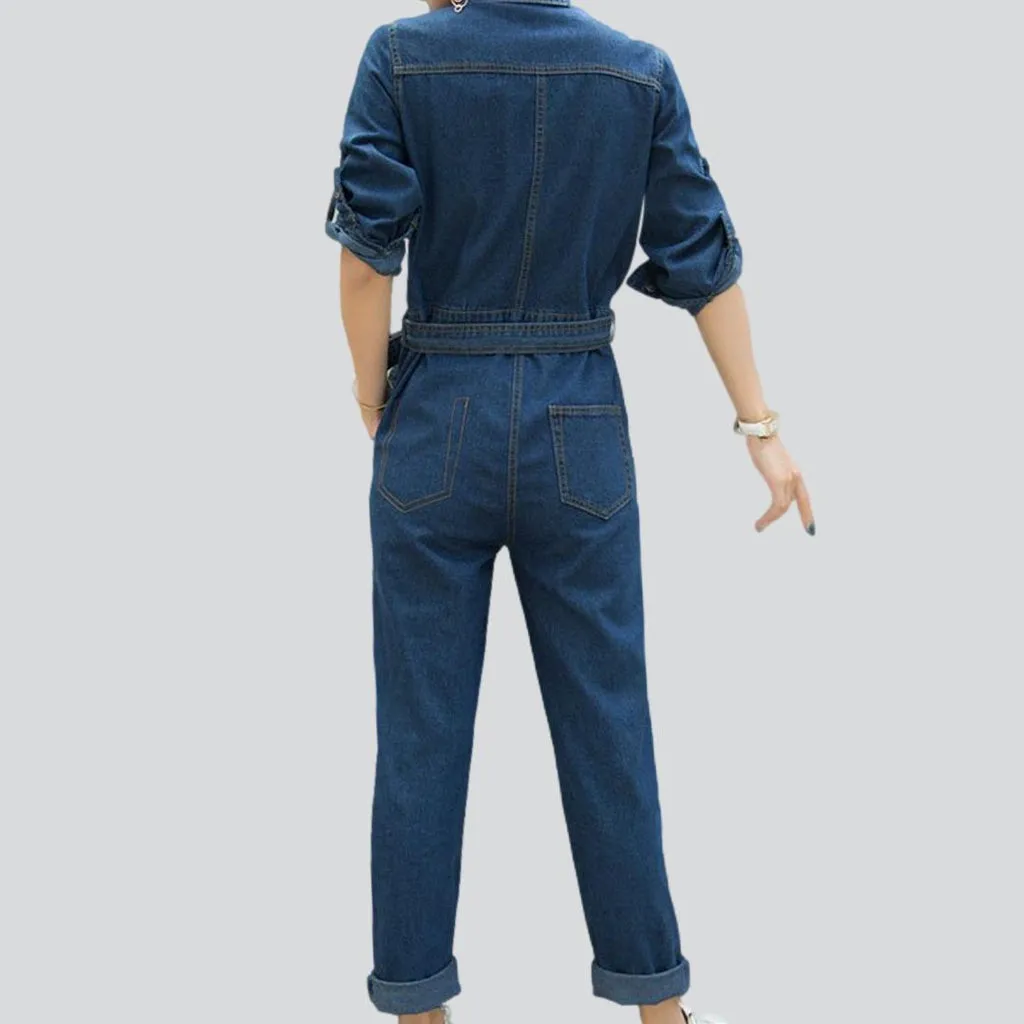 Women's denim overall with belt