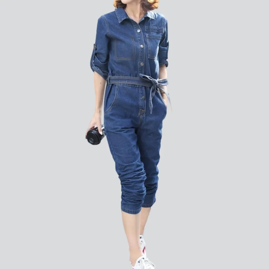 Women's denim overall with belt