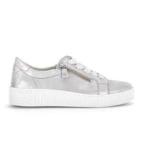 Women's Gabor Shoes  | Nappa Platform Side Zip Sneaker | Metallic Ice