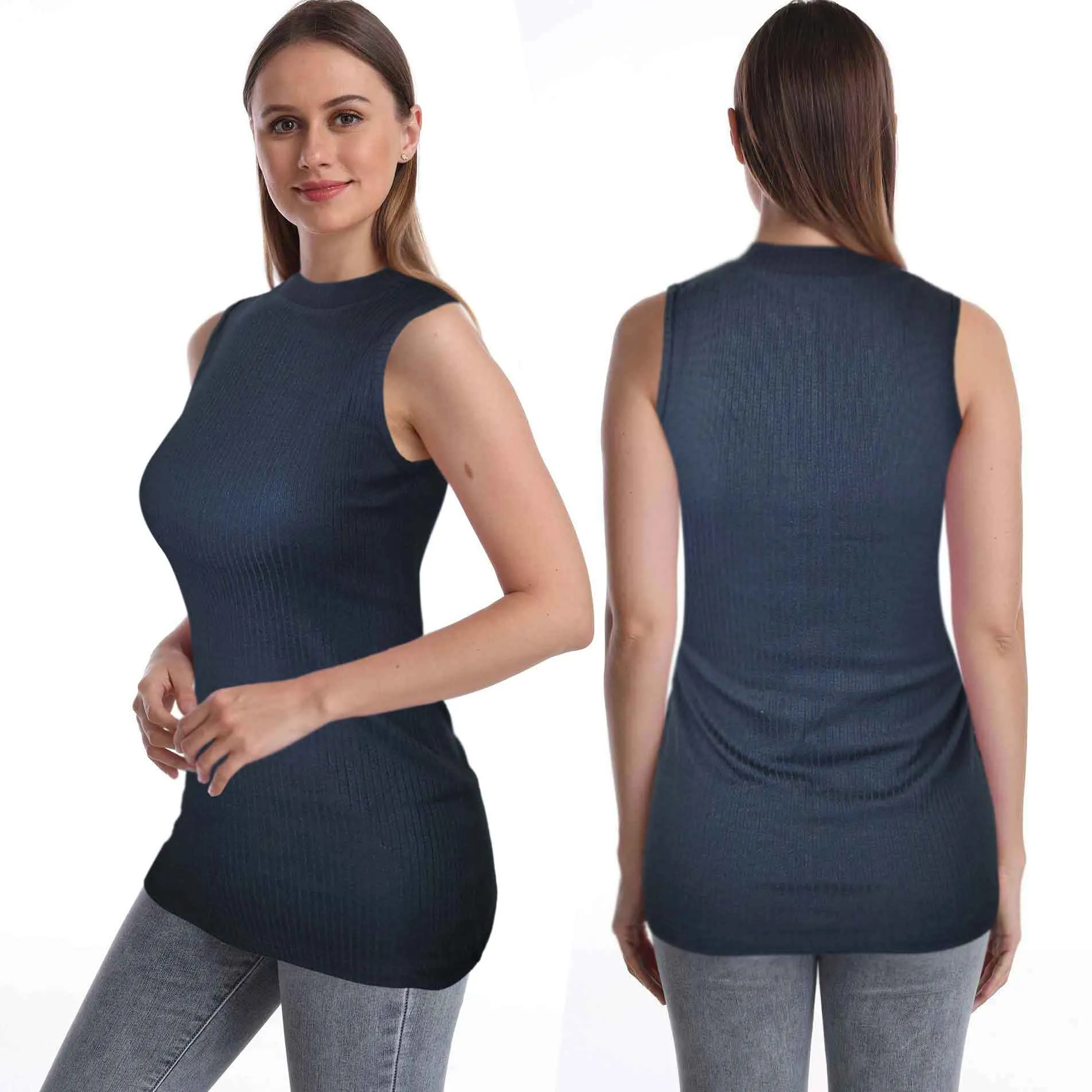 Women's Mock Neck Tank Tops | Cotton Blend | (3 Pack)