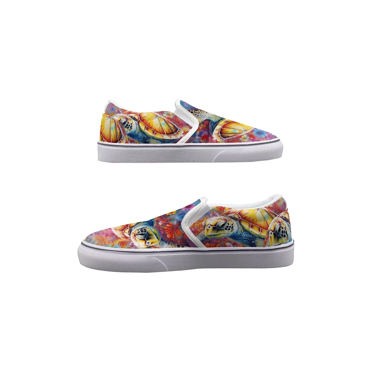 Women's Slip On Sneakers colorful turtle print