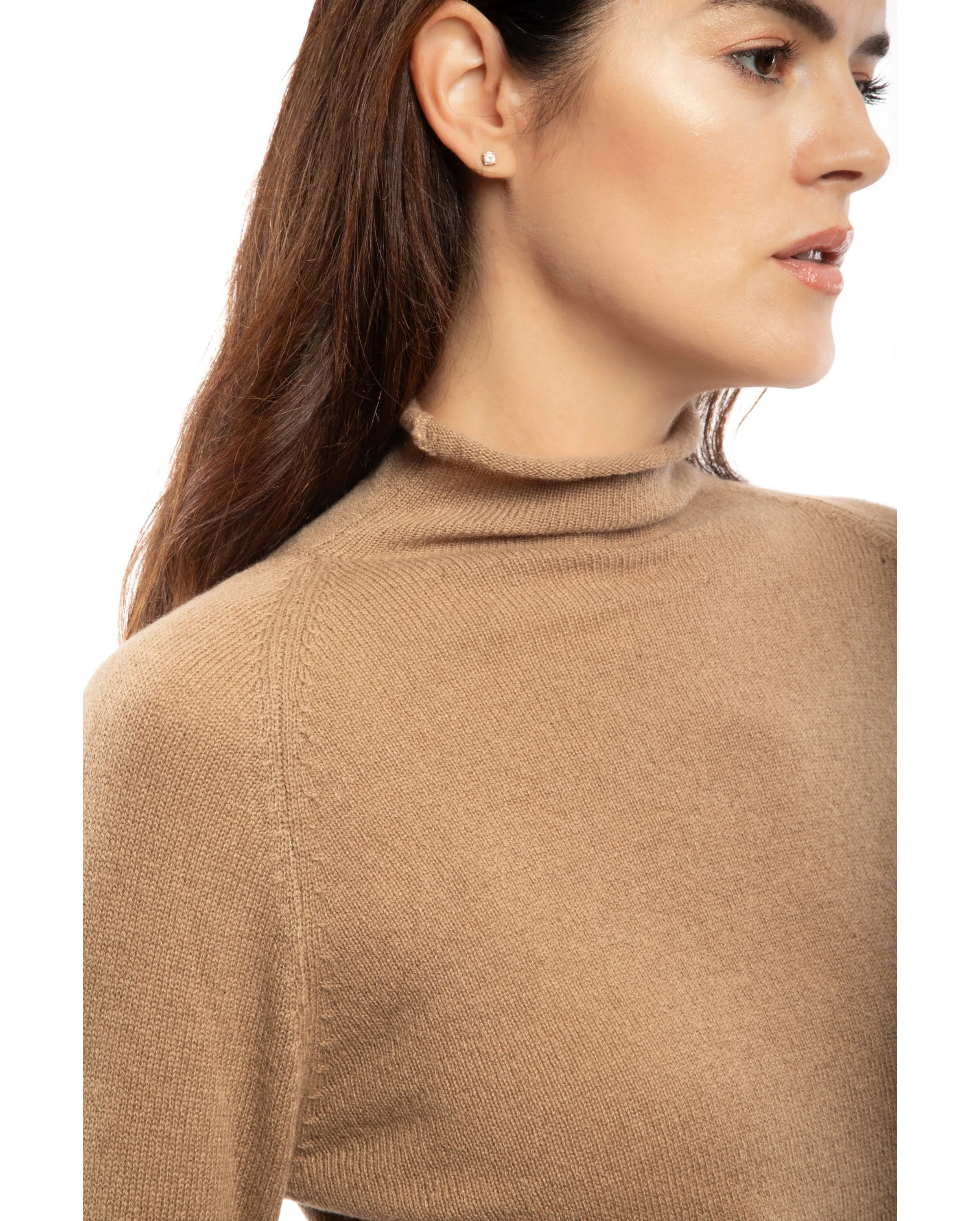 Women's Ultralight Cashmere Raglan Turtleneck Melange Gray