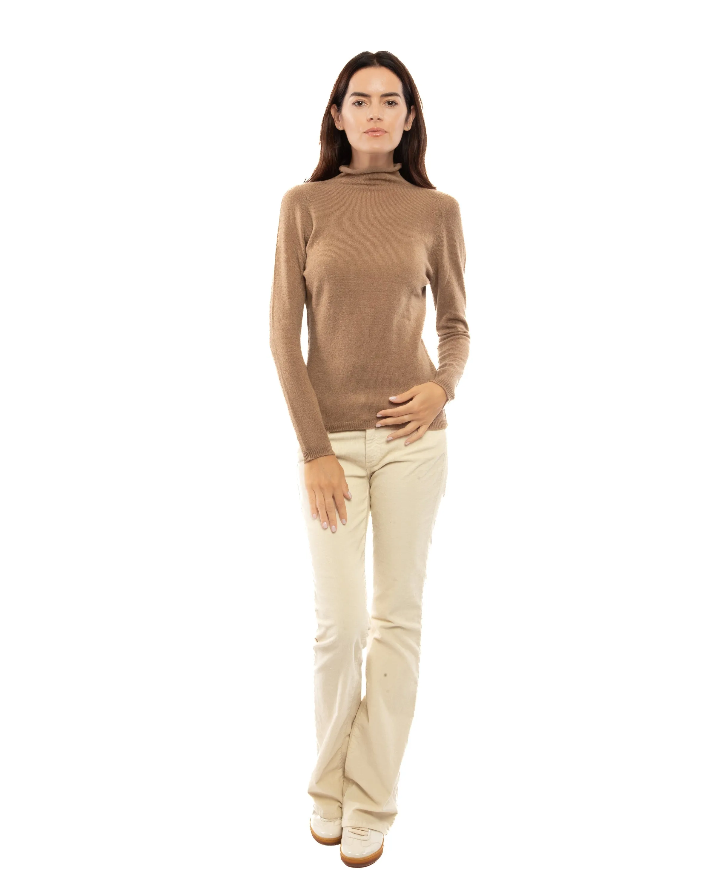 Women's Ultralight Cashmere Raglan Turtleneck Melange Gray