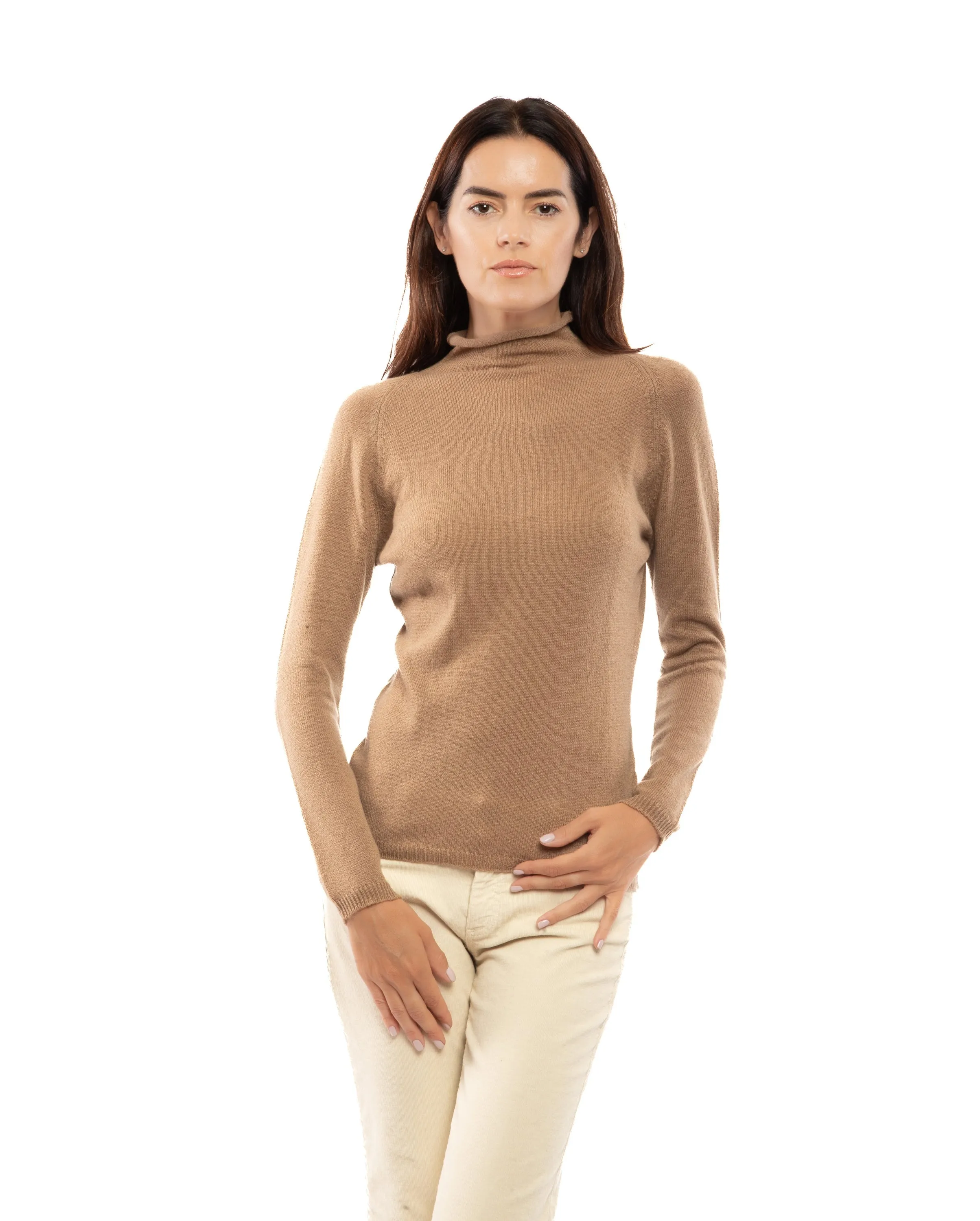 Women's Ultralight Cashmere Raglan Turtleneck Melange Gray