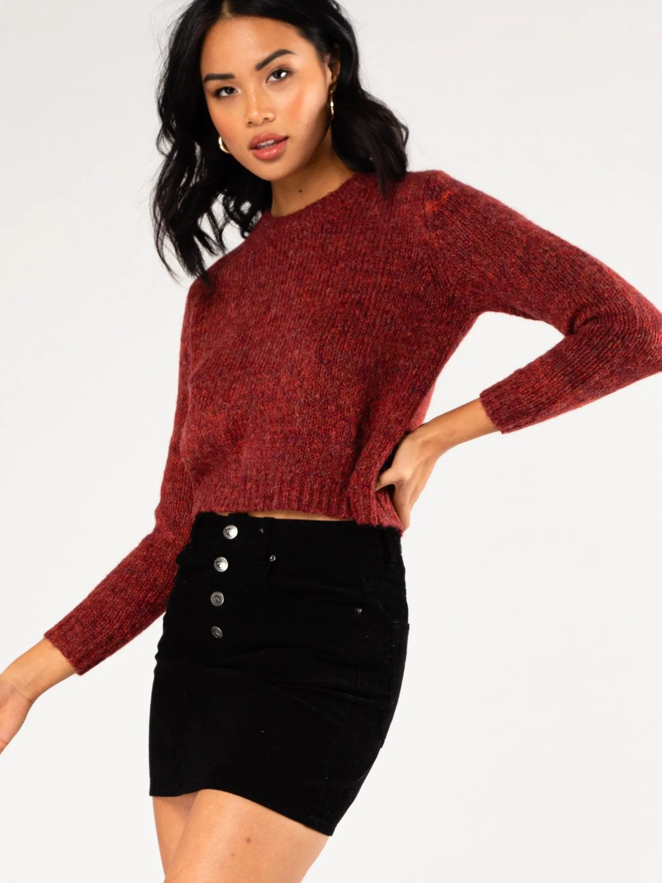 Woodstock Crew Neck Knit - Ruby Wine