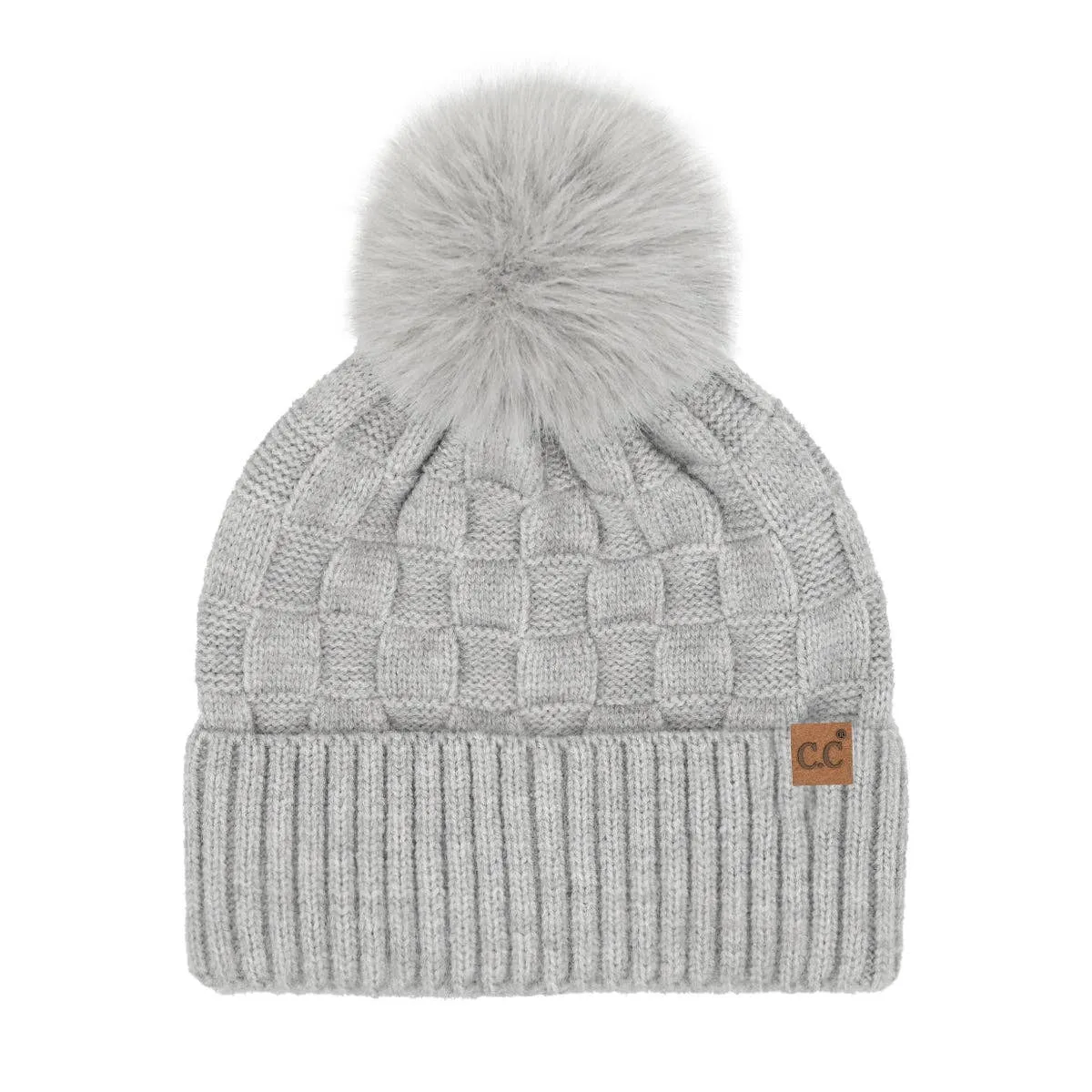 Woven Textured Pom C.C Beanie (Multiple Colors)