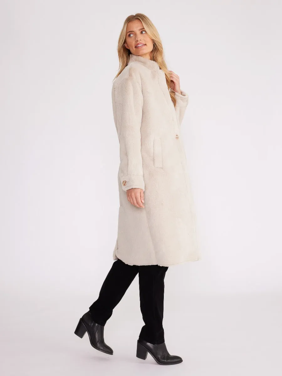 Yarra Trail Faux Fur Bonded Coat Almond | YT6185