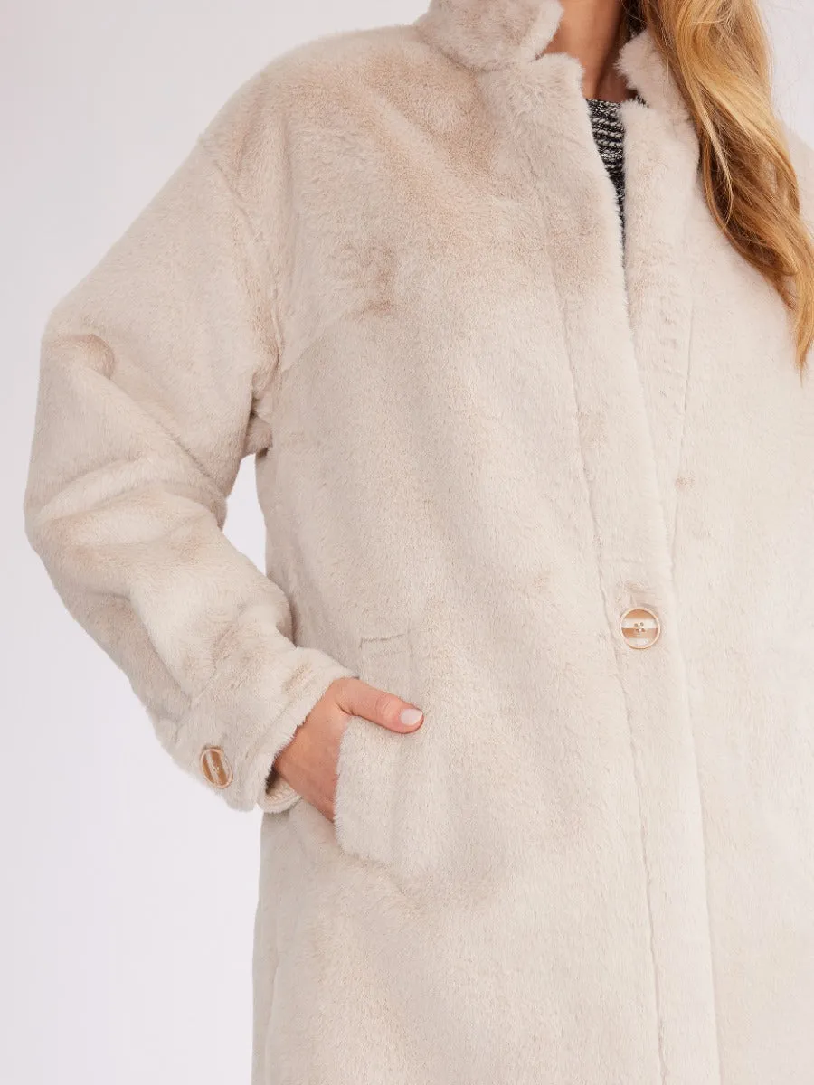 Yarra Trail Faux Fur Bonded Coat Almond | YT6185