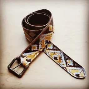 Yellow Navajo Genuine Leather Belt